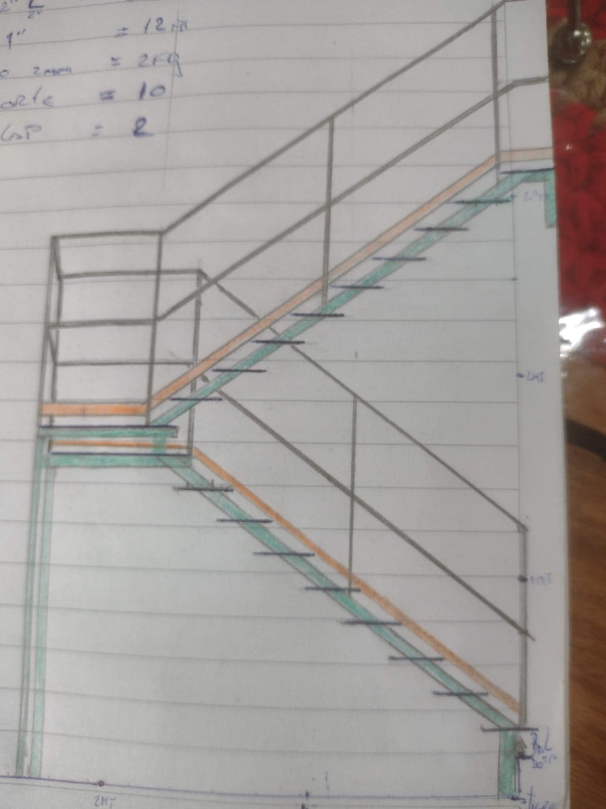 Plano a mano de escalera metálica a medida